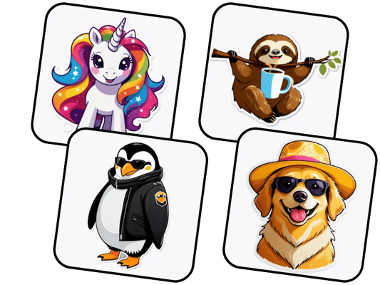 The image showcases how Imgkits effortlessly generates a variety of stickers