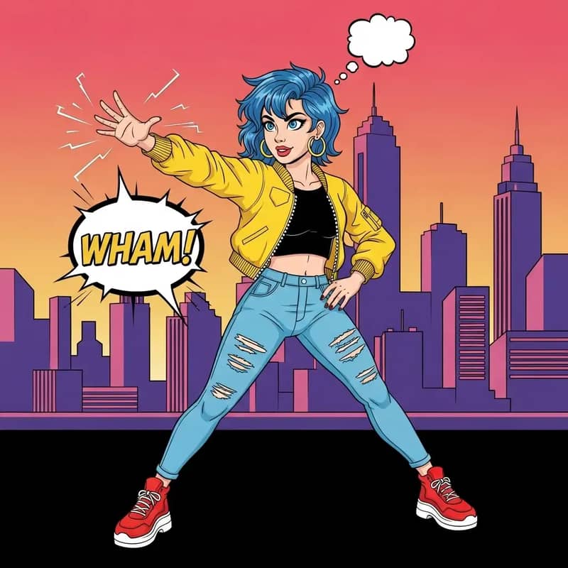 Superhero comic panel