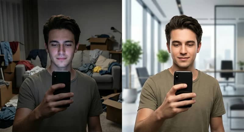 AI-powered background removal technology demonstration