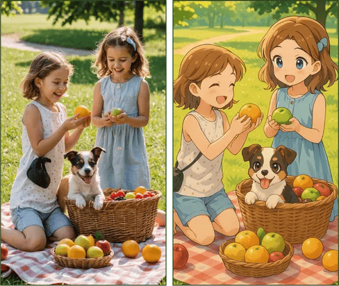 AI anime example: Кавайная аниме девушка с розовыми волосами