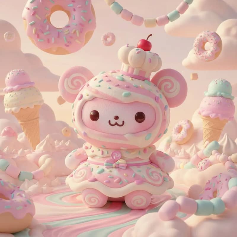 Labubu costumed as Naruto Uzumaki, wearing a ninja headband